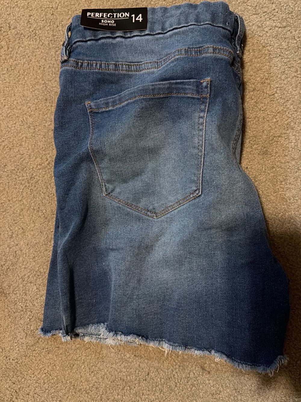 Perfection Soho High-Rise Women’s Blue Denim Skirt with Frayed Hem